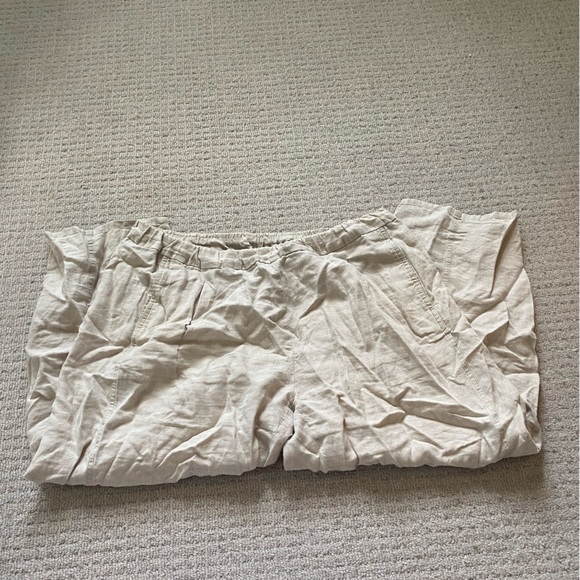 Eileen Fisher Light Tan Linen Cropped Pants